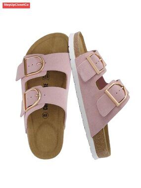 Double Strap Slide Sandals with Memory Foam